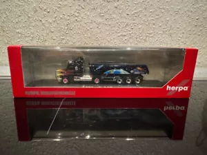 Herpa H0 120692 Scania Hauber Kipper-Sattelzug Strobel in PC Vitrine - Bild 1 von 6