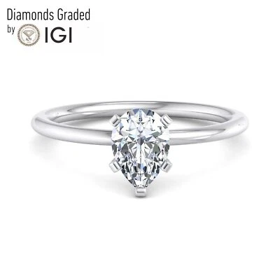 IGI Certified 1.50 Carat Pear Shape Lab Grown Diamond Engagement Ring 14k E/VS1 - Image 1 of 4