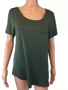T-shirt verde Giavinci Fashions taglia large abbigliamento salotto con tasca con cerniera - Foto 1 di 10
