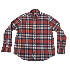 Camicia estiva a quadri sartoriale di J Crew L/S bottoni davanti rosso blu uomo taglia XL - Foto 1 di 5