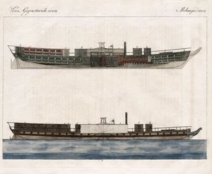 Steamship Steamboat America Shipping Ships Engraving Bertuch 1800 - Picture 1 of 1