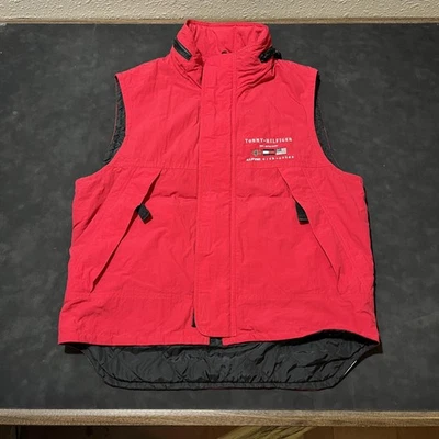 Tommy Hilfiger Chaleco Para Hombres Carga Esquí Alpino Acolchado Forrado Cremallera Bolsillos Sudadera con Capucha Cuello Foto 1 de 4