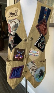 Vintage Cambridge Dry Goods Weste Western Aztec Country Lodge Patchwork Indianer Pferd - Bild 1 von 24