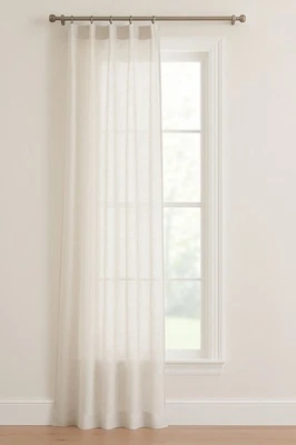 Pottery Barn Belgian Flax Linen Sheer Drape 50x84 White Pole Top Fair Trade - Image 1 of 4