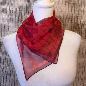 Scarf By Vera - Verasheer Vtg 1960s Mod Style Red Black Circles Academia CorpCor - Picture 1 of 8