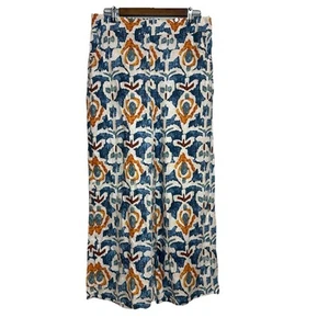 Christian Siriano Women's Size L Linen Blend Pants Wide Leg Pull On Boho Blue - Picture 1 of 13