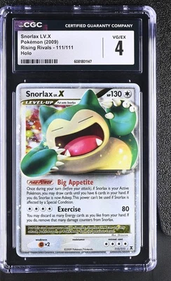 CGC 4 Snorlax LV.X 2009 Rising Rivals 111/111 Holo Pokemon Card - Image 1 of 2