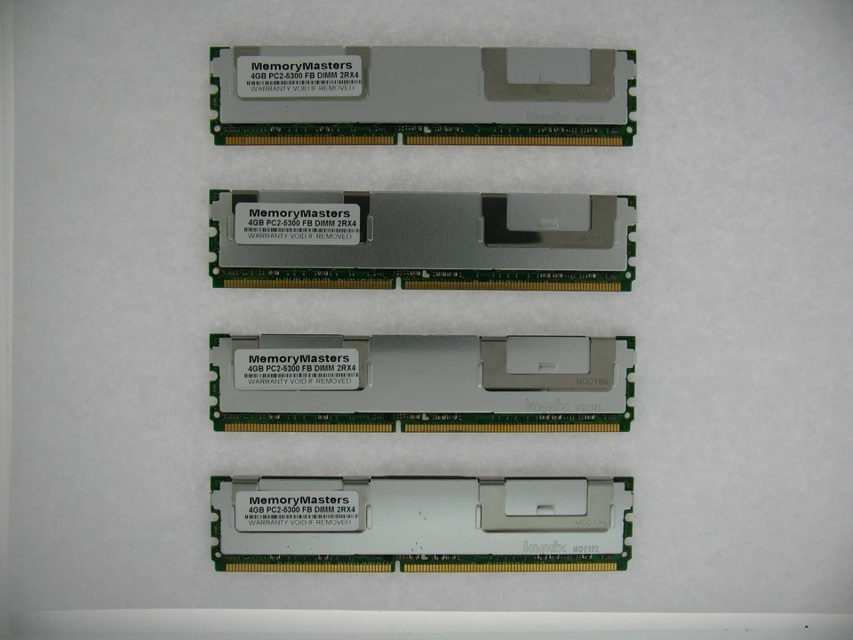 16GB Kit 4X 4GB Memorymasters Hynix 5300F PC2-5300F Fb-Dimm DDR2 667MHz - Immagine 1 di 1