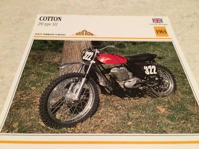 Tarjeta Moto Algodón 250 Tipo 322 Cross 1963 Colección Atlas Motocicleta UK - Imagen 1 de 2