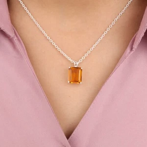 925 Sterling Silver Citrine Gemstone Jewelry Partywear Pendant 0.69" For Women - Picture 1 of 9