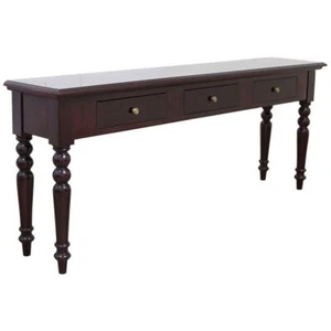 Mahogany Wood Large Elegant Hall Table With 3 Drawers Antique Colonial Style - Picture 1 of 9