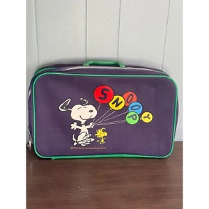 Maleta de viaje vintage Snoopy Peanuts para niños azul marino verde Aviva 16" Taiwán - Imagen 1 de 18