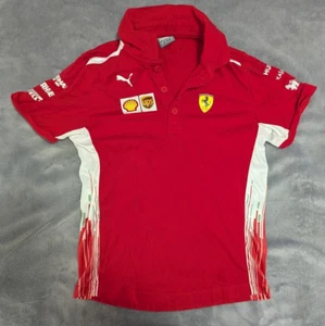 Kids Boys Small T-Shirt Puma Scuderia Ferrari Red Polo 100% Cotton Shirt - Picture 1 of 10