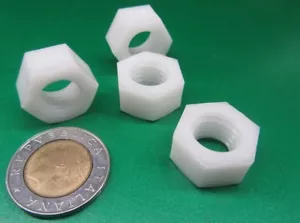 Hex Nut, Acetal, Delrin, White, 1/2"-13 Threads, 10 Pcs - Picture 1 of 10