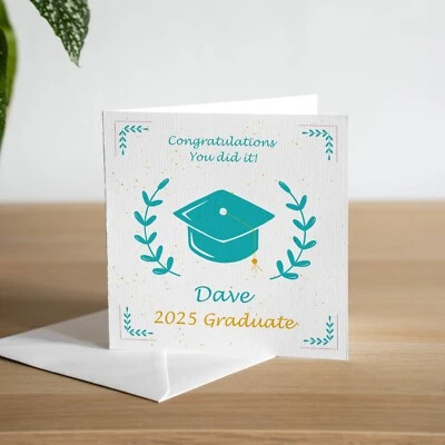 Personalised Handmade Mortarboard Graduation Card Son Grandson Grad For Him - Image 1 of 2