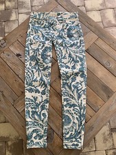 Denim and Supply Ralph Lauren Women's Printed Skinny Jeans Ankle Zip 24 Green 