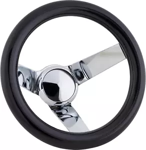 Classic Solid Spoke 9-3/4 in Black Steering Wheel - No Holes - Picture 1 of 4