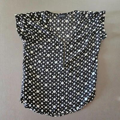 My Michelle Blouse Woman XL Black White Polka Dot 1/4 Zip Y2K Vntg Retro Wear - Image 1 of 4