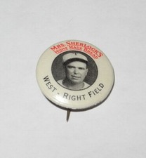 1933 Baseball Mrs. Sherlock’s Bread Toledo Mud Hens Max West Pin Button