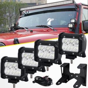 4INCH 18W Cube LED Work Light Bar+Mount Bracket For 2007~17 Jeep Wrangler JK JKU - Picture 1 of 12
