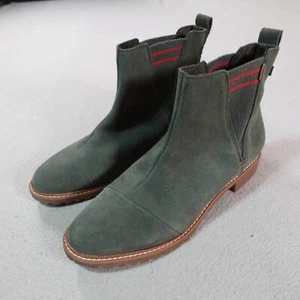 TOMS Ankle Boots Womens 9 Green Suede Cleo Pull On Chelsea Ankle Booties - Picture 1 of 19