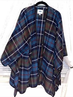 ANTIGUO AZUL MARINO Buffalo Cuadros Azul Marino Verde Rojo Capa Boho Envoltura NUEVO SIN ETIQUETAS XL XXL ❤️blt2j Foto 1 de 4