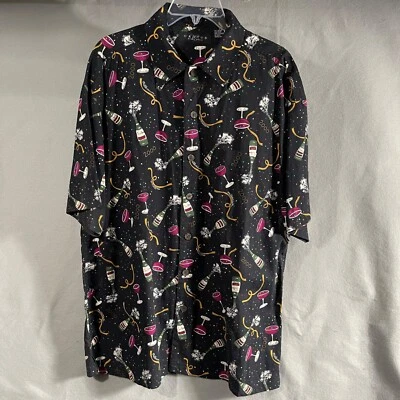 Винтажная гавайская рубашка Cactus Black Label мужская LG многоцветная пивная бутылка с принтом Y2K - Изображение 1 из 4