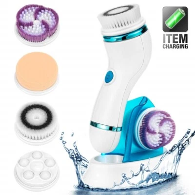 4 in 1 Rechargeable Electric Facial Cleansing Brush Set Face Body Exfoliating US - Image 1 of 4