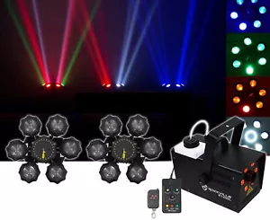 (2) Chauvet DJ Helicopter Q6 DMX Rotating Dance Floor Lights+Fog Machine+Lights - Picture 1 of 11