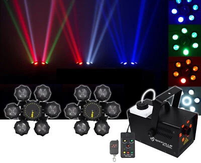 (2) Chauvet DJ Helicopter Q6 DMX Rotating Dance Floor Lights+Fog Machine+Lights - Image 1 of 4
