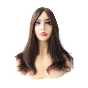 Women Topper Top Piece Wigs Injected Poly Skin Systems Cuticle Remy Hair Pieces - Picture 1 of 19
