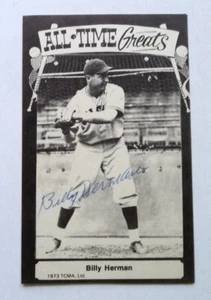 Autograph 1973 TCMA Billy Herman All Time Greats Cubs MINT Postcard - - Picture 1 of 2