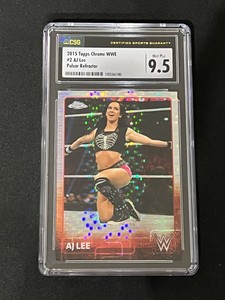2015 Topps Chrome WWE AJ Lee Pulsar Refractor /75 #2 CSG 9.5 SP Rare