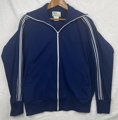 Vintage 80s Net Worth Track Jacket Mens Large Zip Up Stretch Nylon Blue Gorpcore - Image 1 of 4