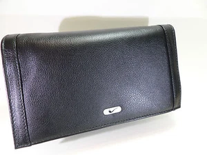 Bolso fino de 3 pipas con solapa - cuero auténtico - negro - PT02 - Imagen 1 de 3