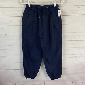 Gap Womens Linen Cotton Cropped Jogger Pants XSP Blue Drawstring 26x23.5 New - Picture 1 of 9
