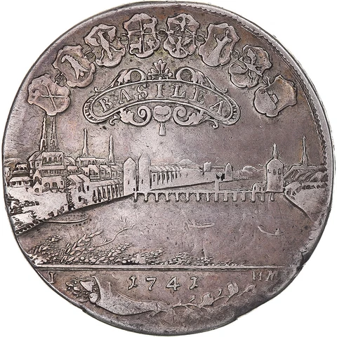 [#344445] Coin, SWISS CANTONS, Thaler, 1741, Basel, EF, Silver, KM:149 Cover