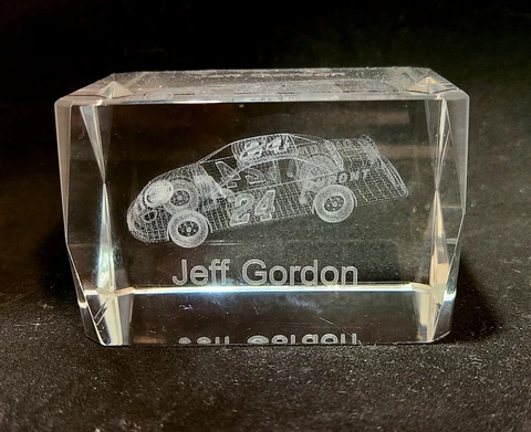 Jeff Gordon Nascar #24 3D Laser Etched 3" Rectangle Crystal Glass Paperweight Cover