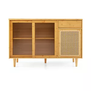 Buffet Cabinet with Storage Sideboard Buffet Cabinet w/ Glass Sliding Doors - Picture 1 of 9