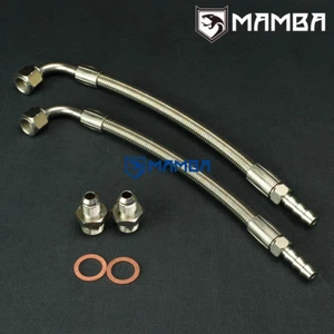 Kit de línea de agua turbo universal hágalo usted mismo M16x1.5 manguera 6AN 3/8" 90 grados-3/8" barra 40 cm - Imagen 1 de 5