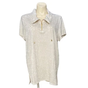 Top Zynergy Valli Chicos in frassino beige dettaglio zip collo alto tunica nuova con etichette $79 - Foto 1 di 9