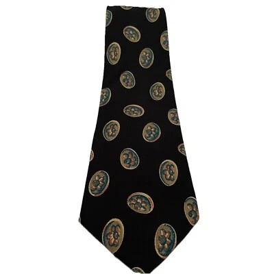 GITMAN BROTHER'S Saks Fifth Ave Neck Tie Mens XLT Tall Pure Silk Black Floral - Image 1 of 4