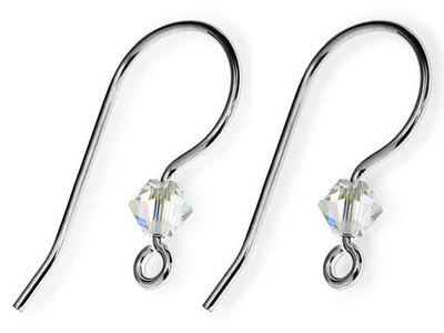 1 PAIR STERLING SILVER 925 HOOK EAR WIRES MADE WITH SWAROVSKI AB BICONE, 23 MM