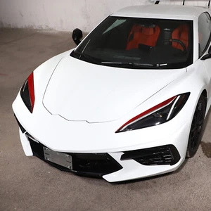 Se adapta a Corvette C8 2020-2024 rojo fibra de carbono faros cejas cubierta adhesiva - Imagen 1 de 14