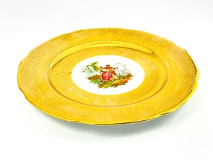 Vintage Royal China 22k Gold Hand Painted Victorian Man Woman Landscape Plate - Picture 1 of 5