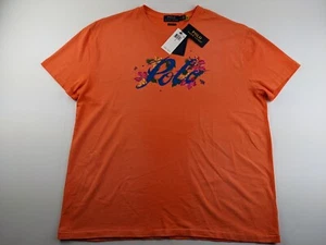 NEU Polo Ralph Lauren klassische Passform Herren L hellorange Blumen Grafik T-Shirt Y2K - Bild 1 von 11