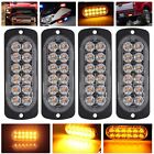 4x 12led Amber Recovery Strobe Flashing Grille Light Car Beacon Lamp Waterproof