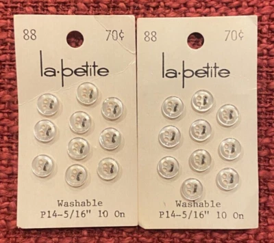 La Petite 20 Clear 4-Hole Buttons on Card Size 5/16" Style #88 Washable - Image 1 of 2