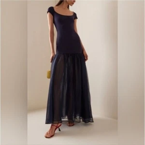 STAUD Joseph Drop-Waist Maxi Dress in Navy XL - Picture 1 of 5