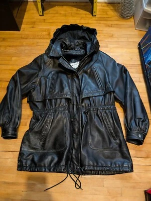 Chaqueta de Cuero Negra Forrada con Cremallera Completa Plumero Tanners Avenue De Colección Talla XXL Foto 1 de 4